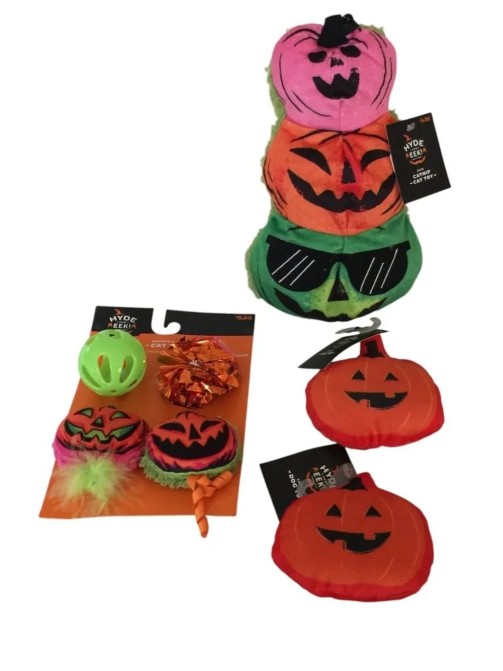 Hyde & EEK! Halloween Catnip Cat Toys Set of 4 Packages Jack o Lanterns Ball